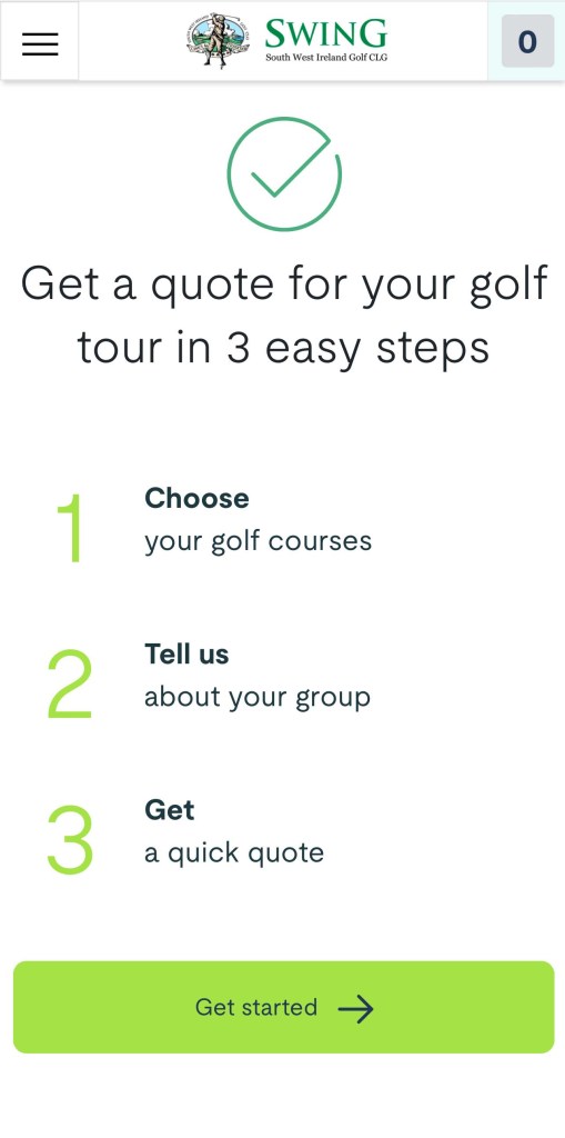 SWING Golf Mobile Web Design Tour Planner