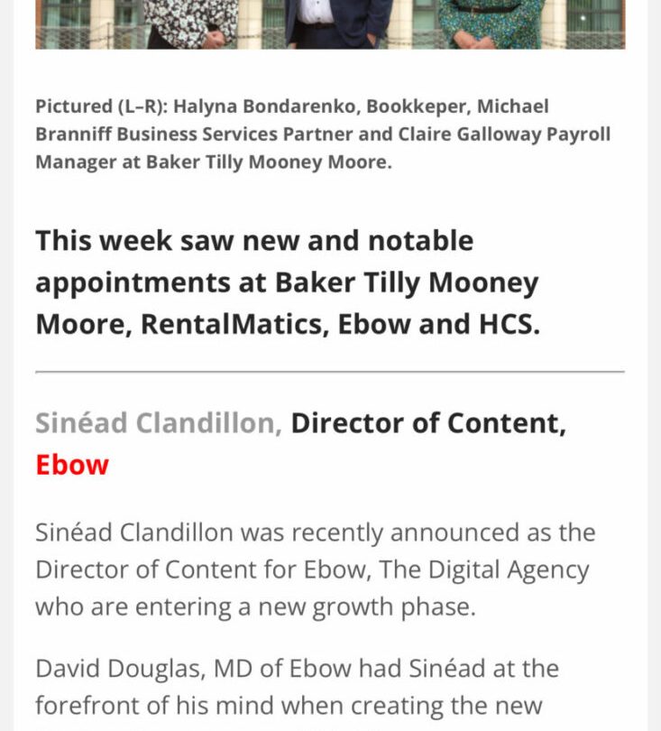 Sinead Clandillon Director of Content Ebow The Digital Agency