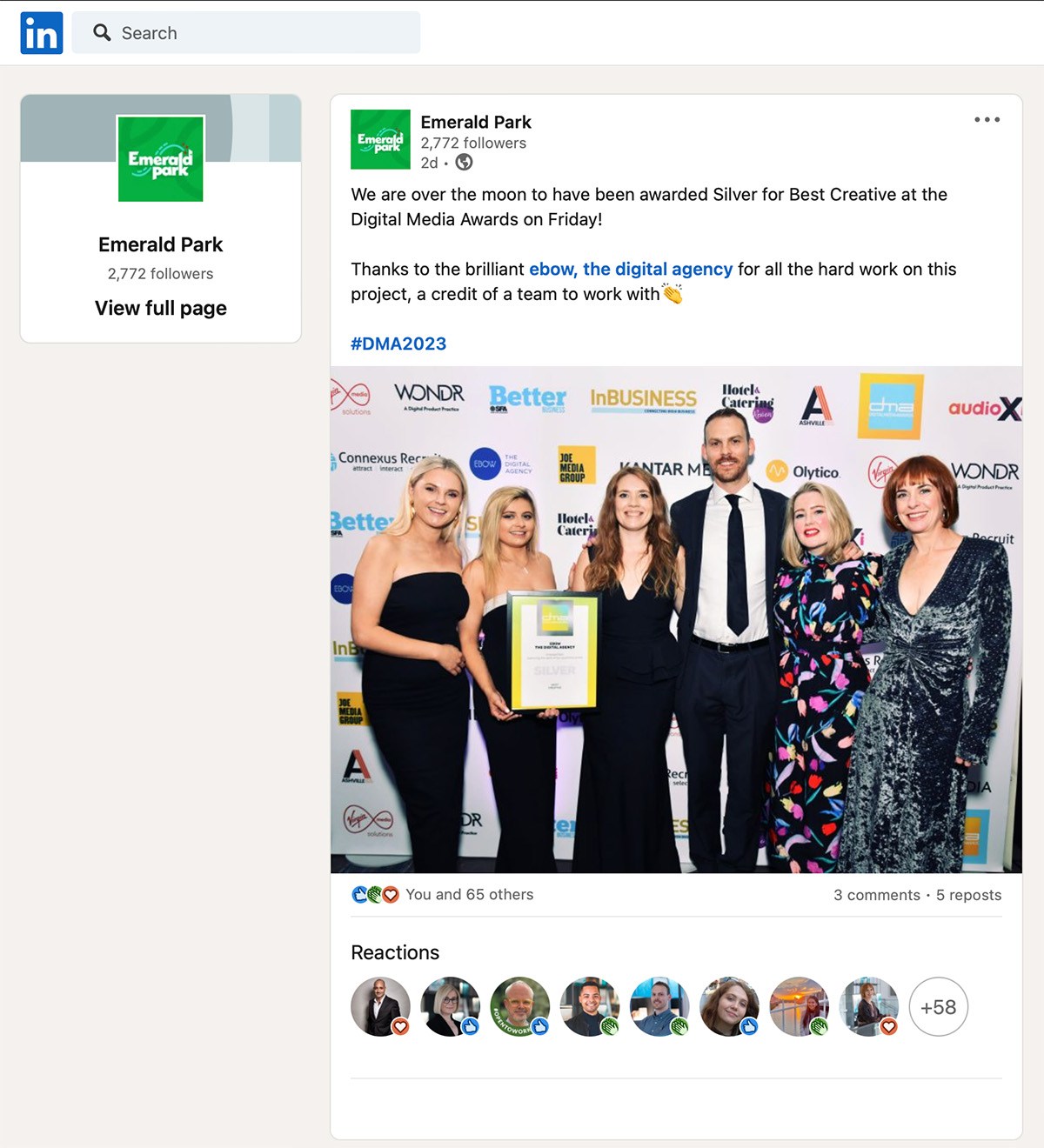 Emerald Park DMA Awards with Ebow The Digital Agency