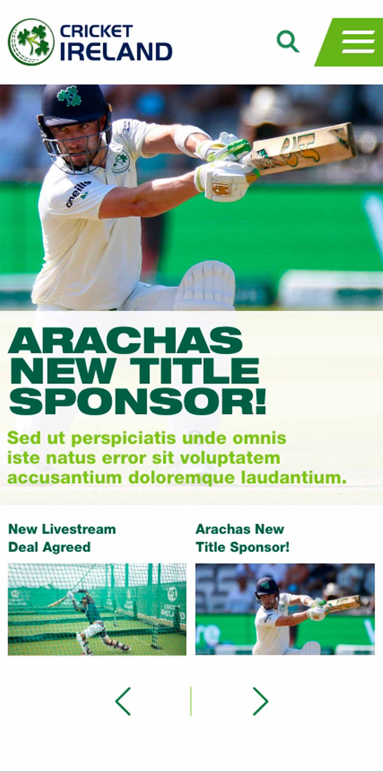 Cricket Ireland Mobile Web Design