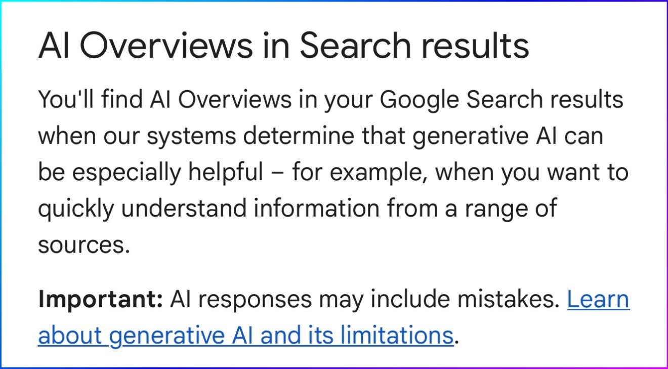 Image of AI overview in Search results
