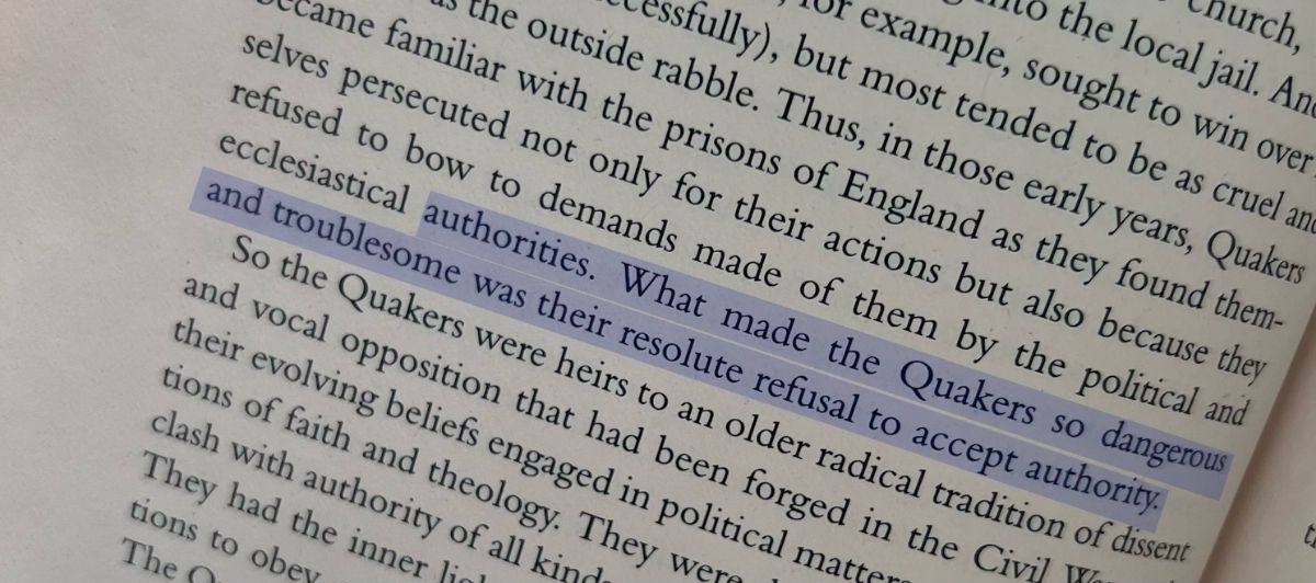 Image of text from a book about The Quakers