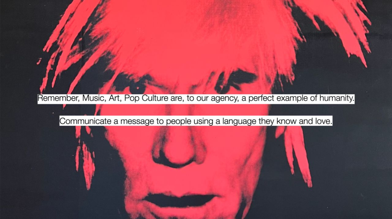 Red and black picture of Andy Warhol