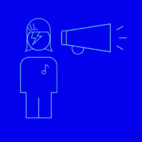 Animated Gif Representing The Battle For Hearts and Mind by Ebow Digital Marketing with a blur character holding a bullhorn