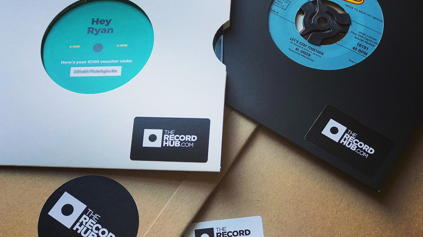 Direct mail for The Record Hub