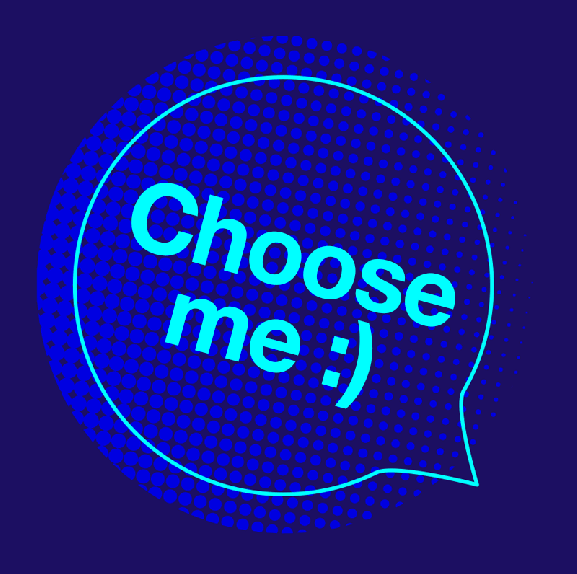 Animated gif that says choose me, believe me, love me